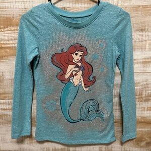 Disney Princess Ariel Long Sleeve Heather Teal Girls Tee Size L